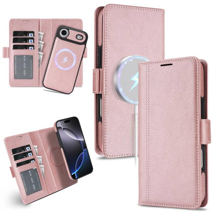Kalebol Strong Magnetic MagSafe Ring 2 In 1 Split Leather Phone Case, For iPhone 17e / 16e, For i...