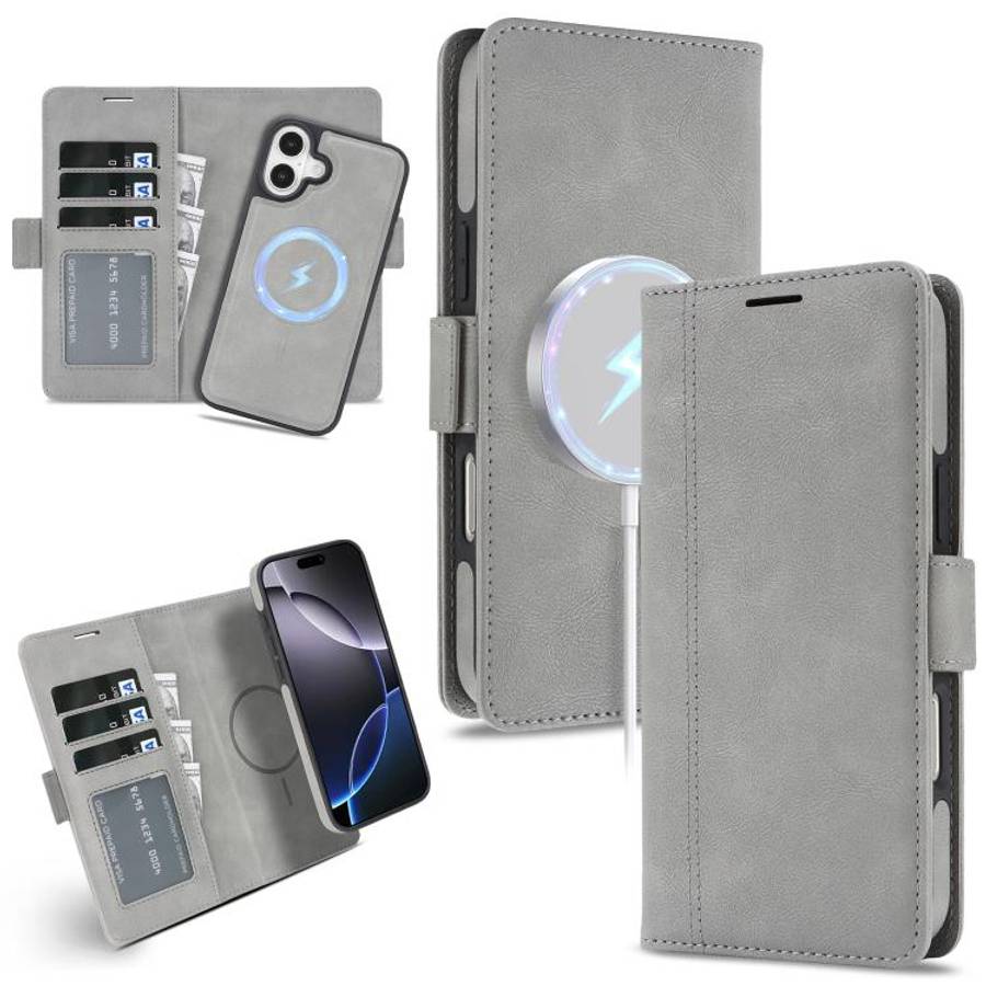 Kalebol Strong Magnetic MagSafe Ring 2 In 1 Split Leather Phone Case, For iPhone 17e / 16e, For i...