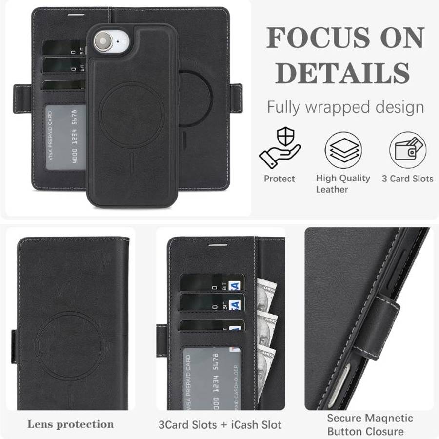 Kalebol Strong Magnetic MagSafe Ring 2 In 1 Split Leather Phone Case, For iPhone 17e / 16e, For i...