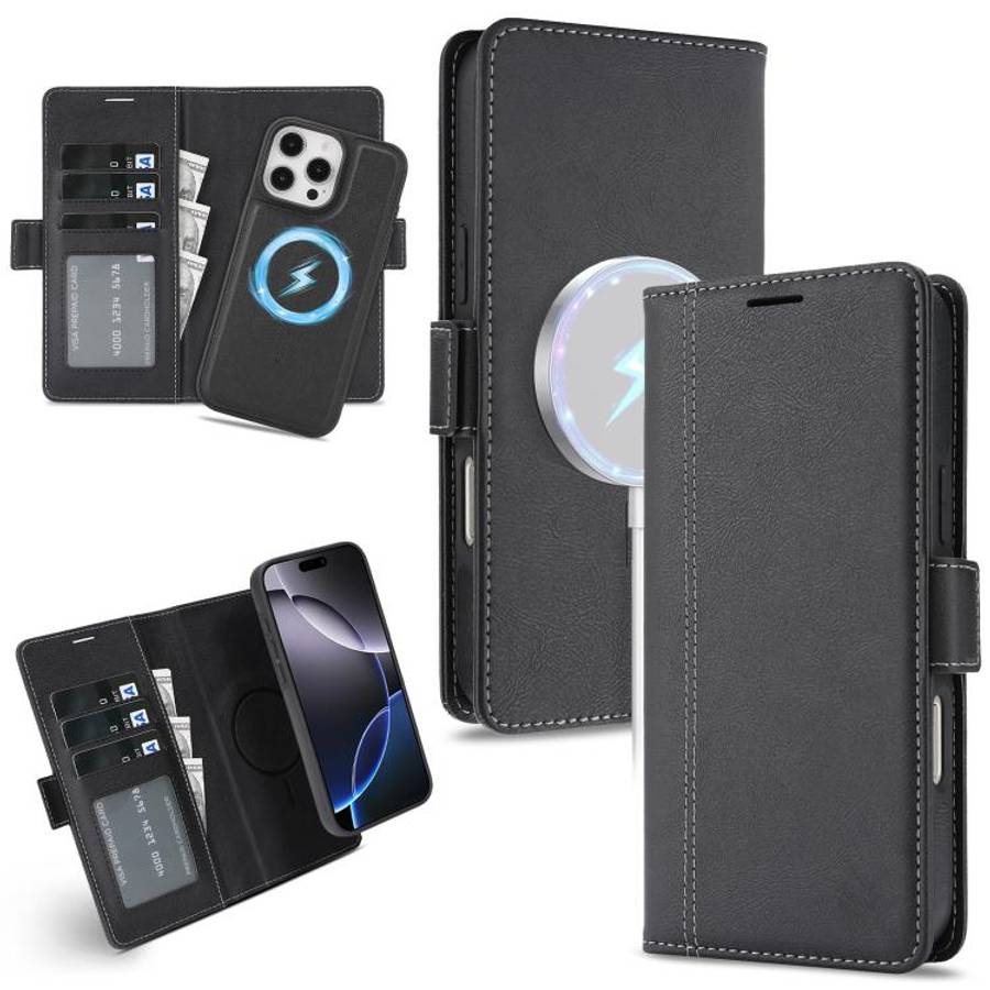 Kalebol Strong Magnetic MagSafe Ring 2 In 1 Split Leather Phone Case, For iPhone 15 Pro Max, For ...