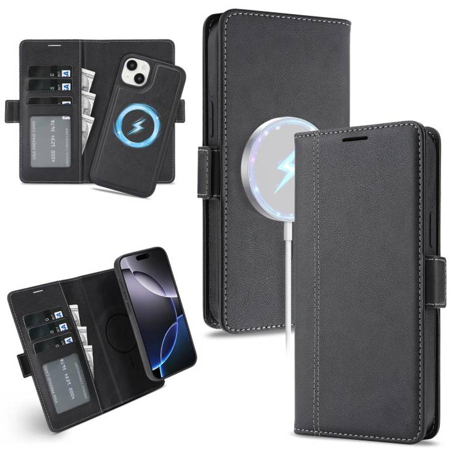 Kalebol Strong Magnetic MagSafe Ring 2 In 1 Split Leather Phone Case, For iPhone 15 Pro Max, For ...