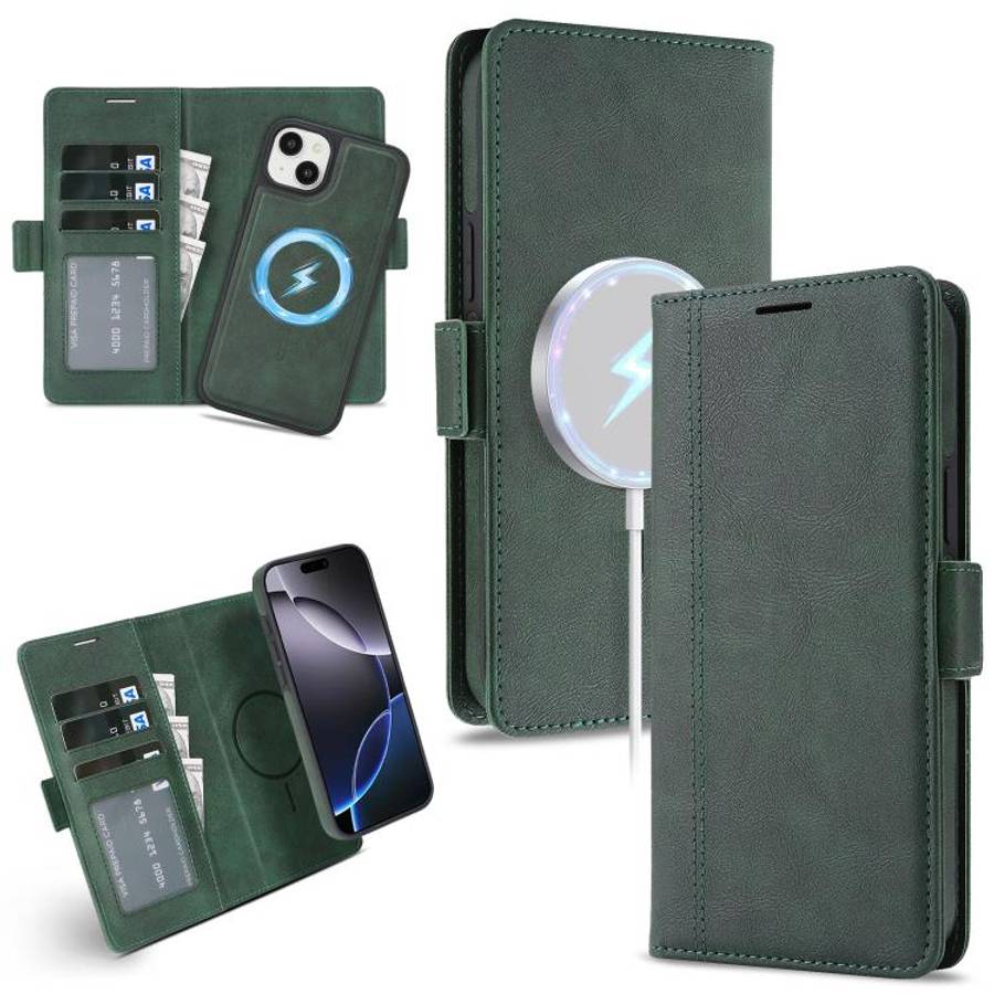 Kalebol Strong Magnetic MagSafe Ring 2 In 1 Split Leather Phone Case, For iPhone 15 Pro Max, For ...