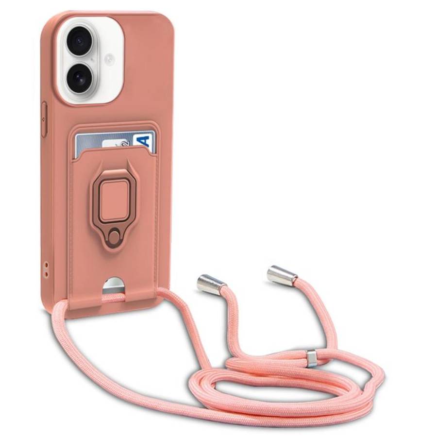 Sliding Camshield Magnetic Card Holder Silicone Phone Case with Lanyard, For iPhone 17 Pro Max, F...