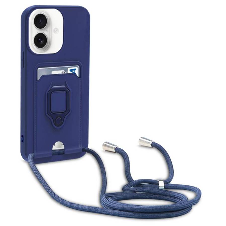 Sliding Camshield Magnetic Card Holder Silicone Phone Case with Lanyard, For iPhone 17 Pro Max, F...