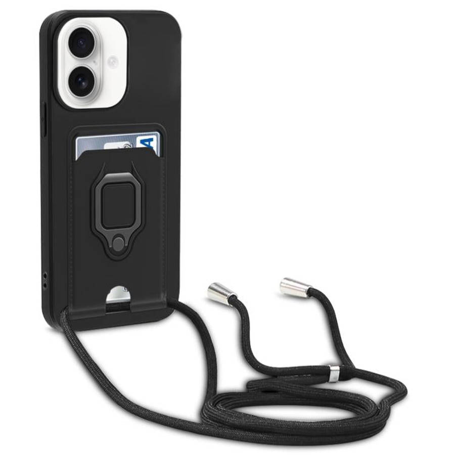 Sliding Camshield Magnetic Card Holder Silicone Phone Case with Lanyard, For iPhone 17 Pro Max, F...