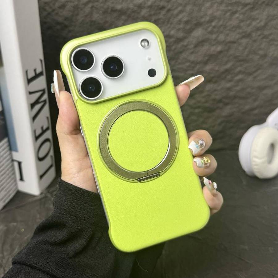 Frameless Leather-Skin PC MagSafe Holder Phone Case, For iPhone 17 Pro Max, For iPhone 17 Pro, Fo...