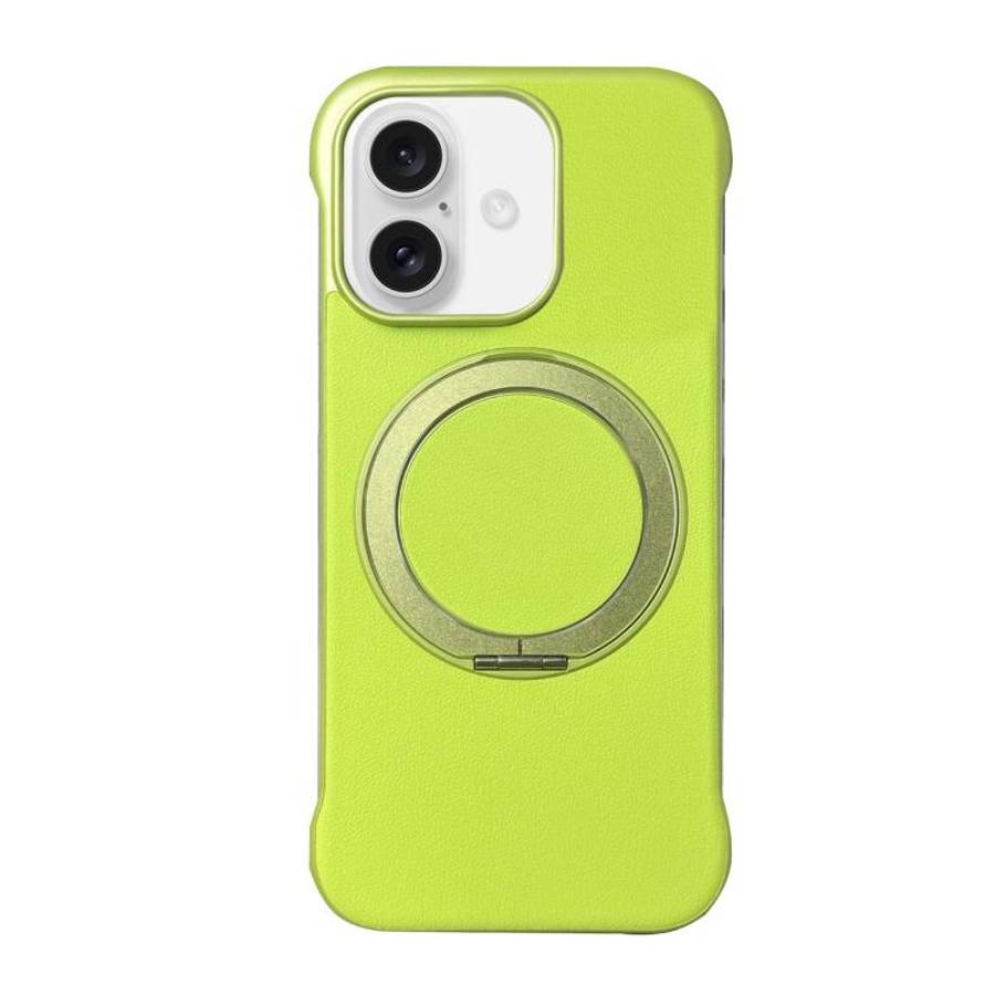 Frameless Leather-Skin PC MagSafe Holder Phone Case, For iPhone 16 Plus, For iPhone 16, For iPhon...