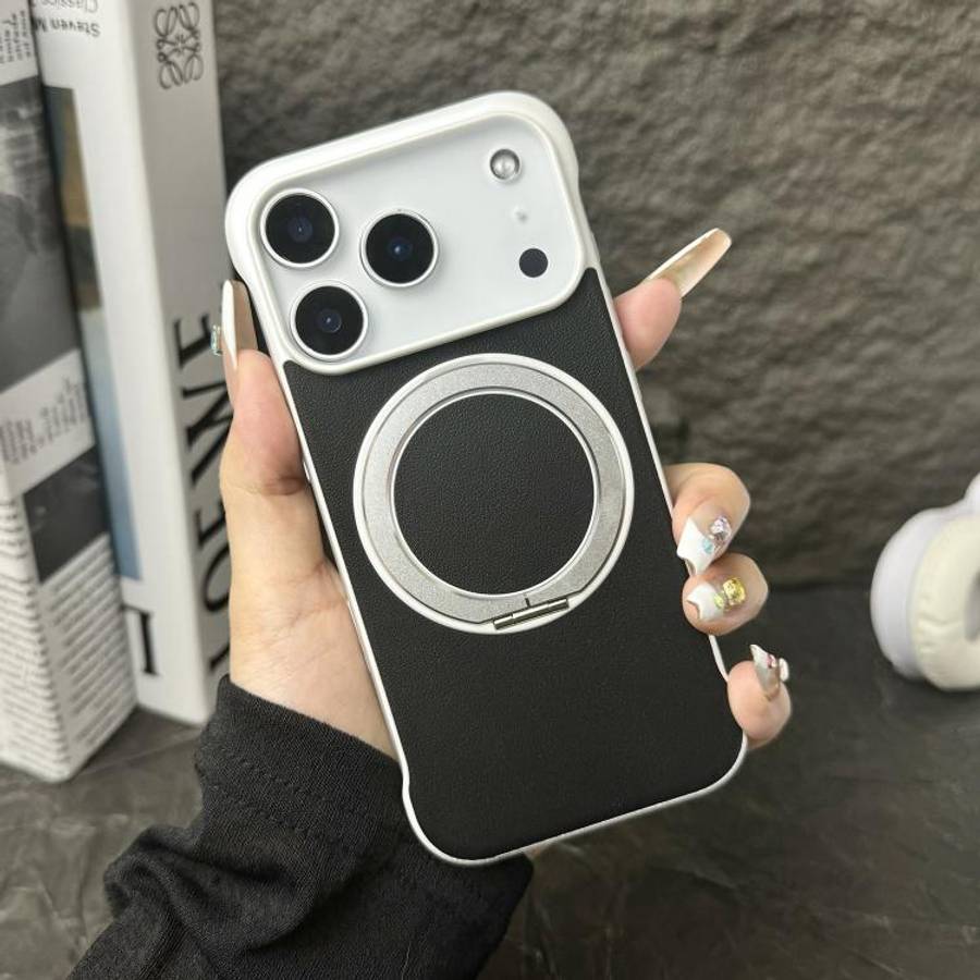 Frameless Leather-Skin PC MagSafe Holder Phone Case, For iPhone 17 Pro Max, For iPhone 17 Pro, Fo...