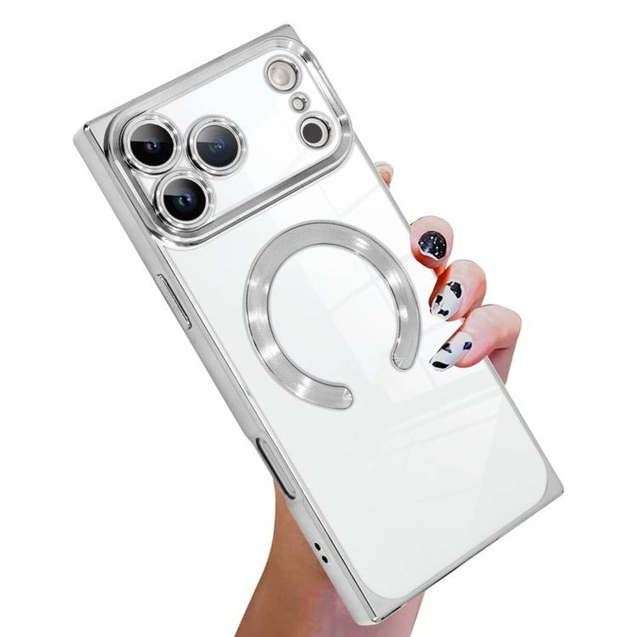 Right Angle Square Electroplated CD Pattern TPU MagSafe Phone Case, For iPhone 17 Pro Max, For iP...