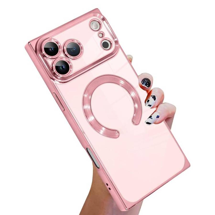Right Angle Square Electroplated CD Pattern TPU MagSafe Phone Case, For iPhone 17 Pro Max, For iP...