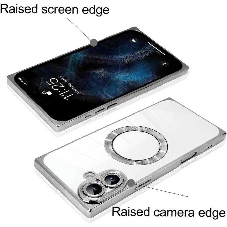 Right Angle Square Electroplated CD Pattern TPU MagSafe Phone Case, For iPhone 16 Plus, For iPhon...