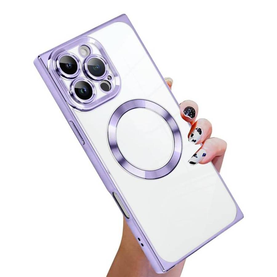 Right Angle Square Electroplated CD Pattern TPU MagSafe Phone Case, For iPhone 16 Plus, For iPhon...