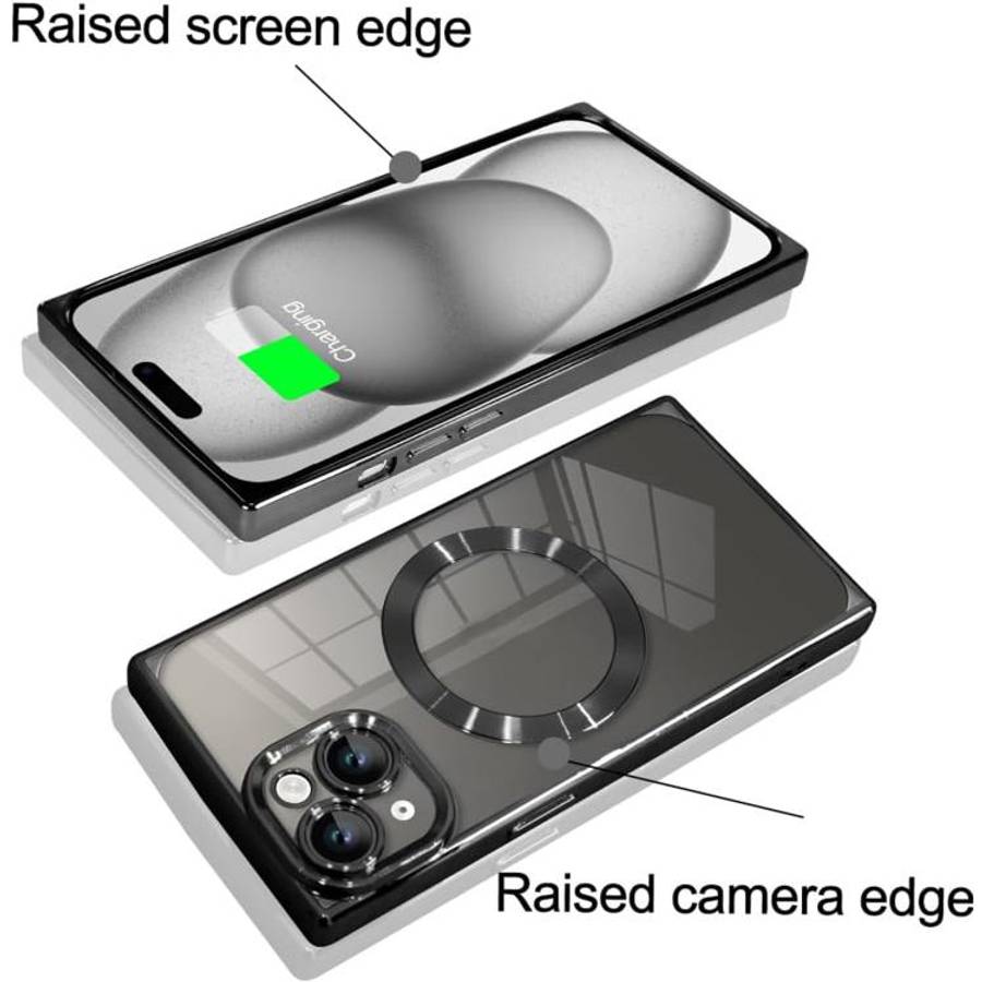 Right Angle Square Electroplated CD Pattern TPU MagSafe Phone Case, For iPhone 14 Plus, For iPhon...
