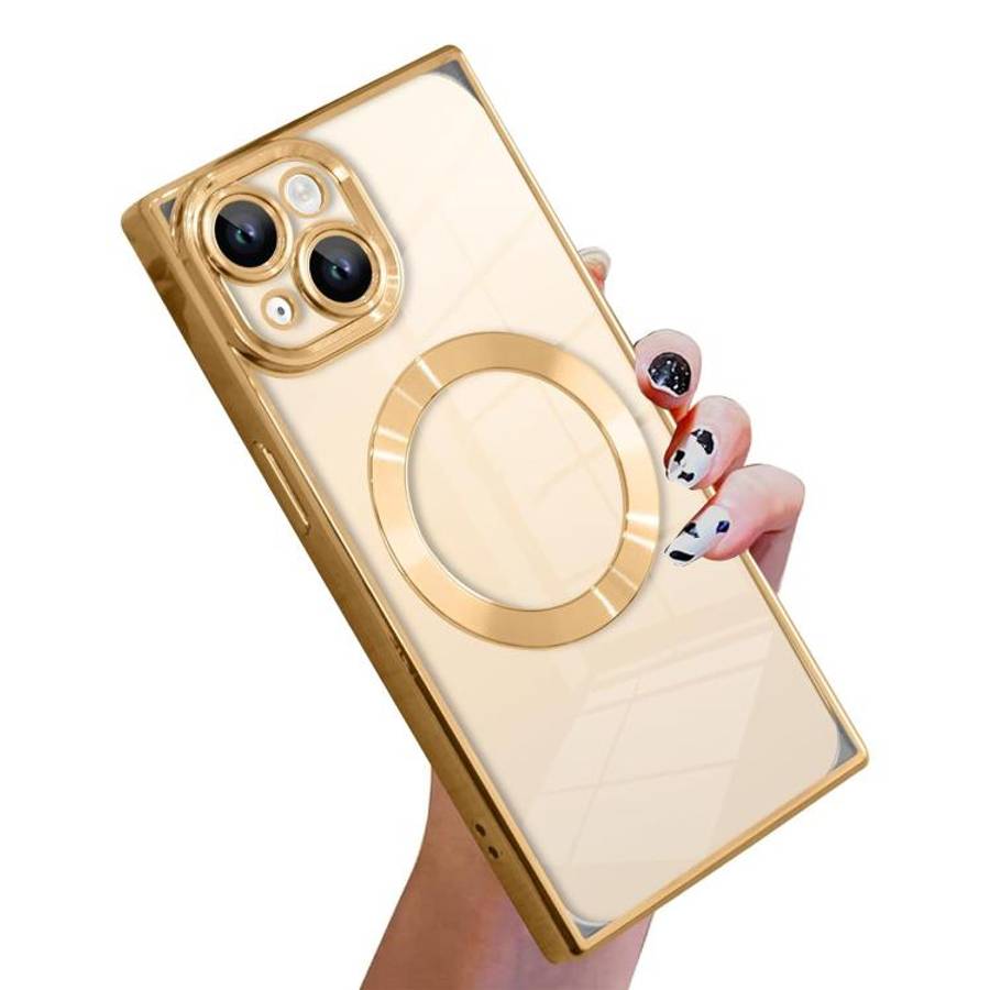 Right Angle Square Electroplated CD Pattern TPU MagSafe Phone Case, For iPhone 13