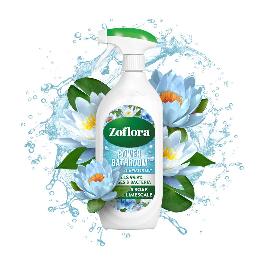 Zoflora Power Bathroom Cleaner - Blue Lotus & Water Lily - Blooming Clean, Blissfully Fresh