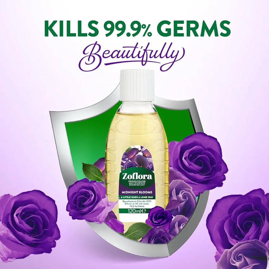 Zoflora Midnight Blooms Concentrate - Elegant Scent. Ruthless Clean.
