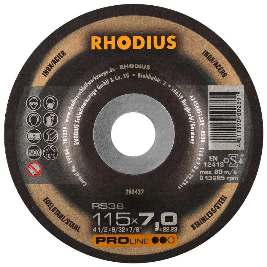 Rhodius RS38 Pro-Line Inox Grinding Disc 115 x 7.0mm