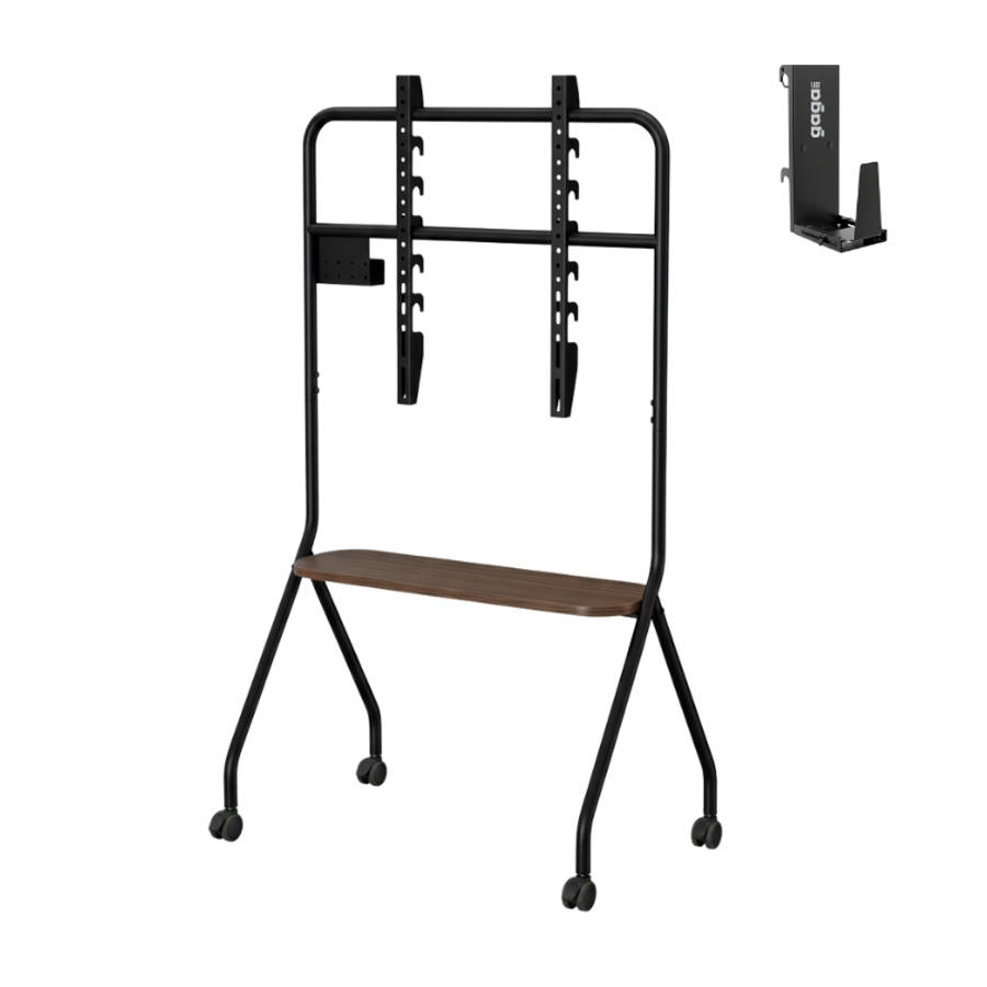 Mobile Shelving Floor TV Stand with Game Console Mount Lockable Wheels