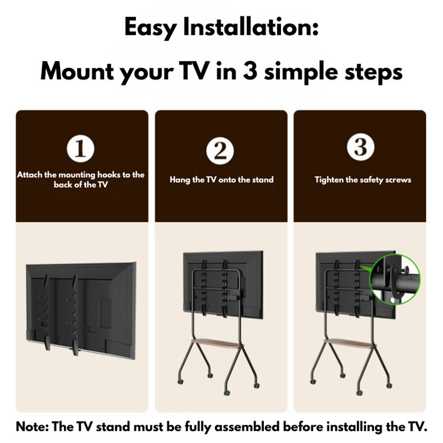 Mobile Shelving Floor TV Stand with Game Console Mount Lockable Wheels