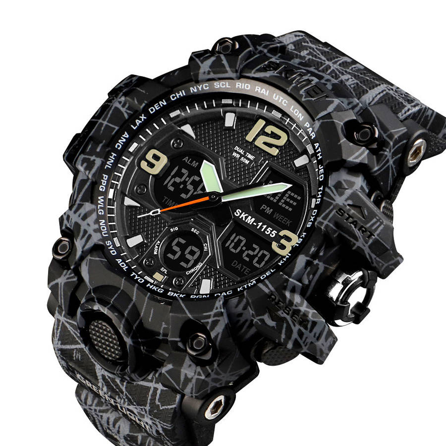 Skmei 1155 Men's Analogue & Digital Shockproof & Waterproof Sports Watch Grey Camo
