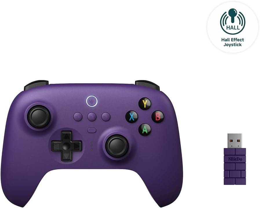 8BitDo Ultimate 2.4G Gaming Controller with Charging Dock (Hall Effect Joysticks) Purple