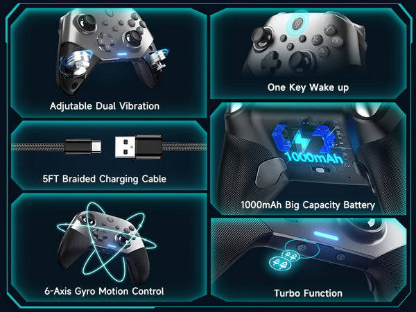 EasySMX X10 Hall Effect Gaming Controller For PC / Steam / Nintendo Switch