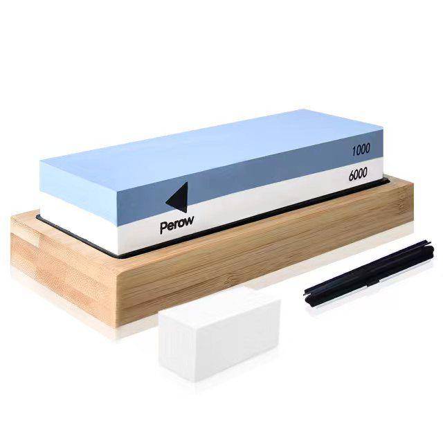Knife Sharpening Whetstone 2 Sided 1000/6000 Grit With Slip-Resistant Base