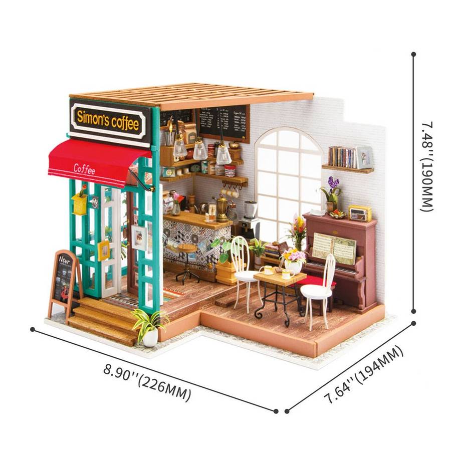 Robotime Simon's Coffee Shop DIY Miniature Dollhouse Kit