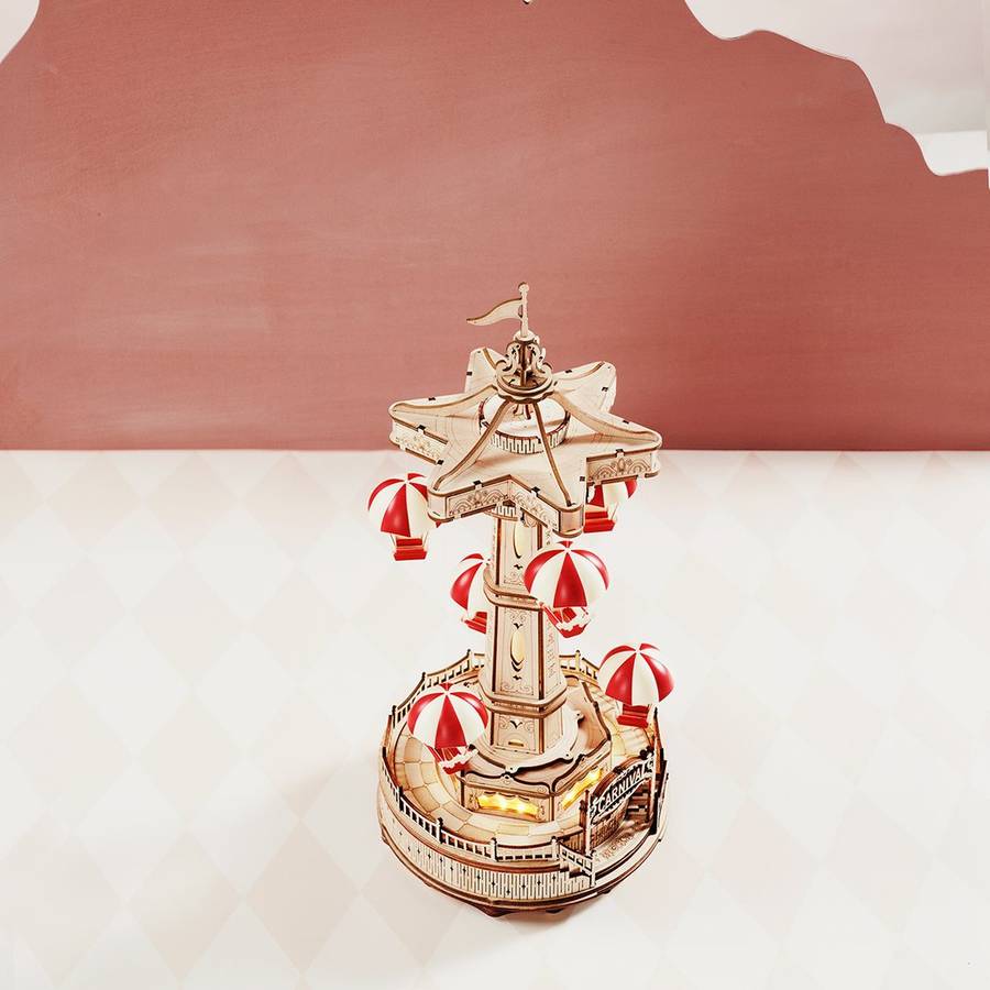 Robotime Parachute Tower DIY Music Box 3D Wooden Puzzle