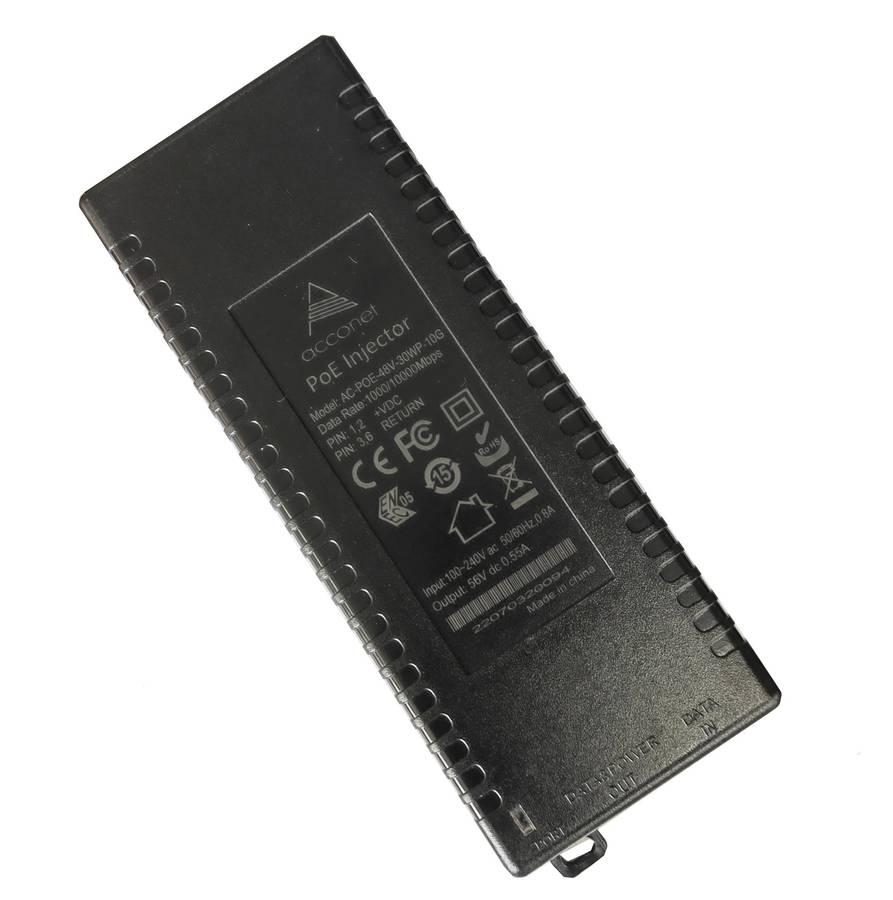 Acconet 10Gbps Passive PoE Injector, 48V, 0.625A, 30W