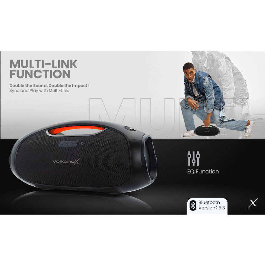 VolkanoX VXS400 Portable Bluetooth Speaker - Black