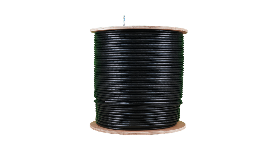 Acconet CAT5 UV Outdoor Ethernet Cable 500m Black Solid Copper SF/TP Pull Box | CAT5U-500-SC
