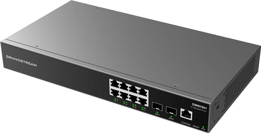 Grandstream Enterprise L2 8 port Managed GbE PoE Switch 120W | GWN7801P