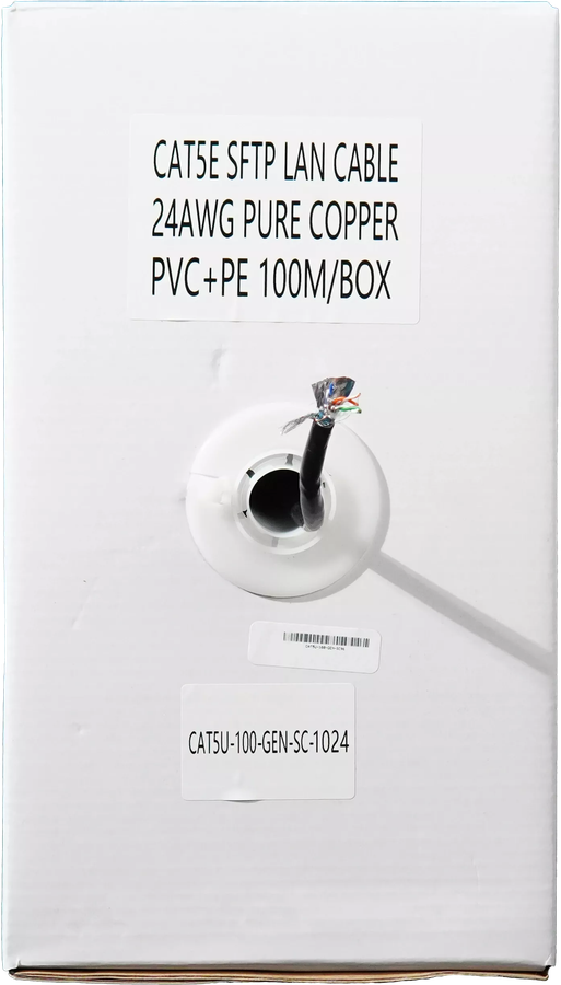 Essential CAT5 UV Outdoor Ethernet Cable 100m Black Solid Copper SF/TP Pull Box | CAT5U-100-GEN-SC