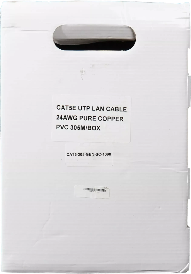 Essential CAT5e Indoor Ethernet Cable 305m Grey Solid Copper UTP Pull Box | CAT5-305-GEN-SC