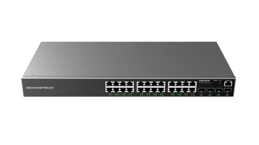 Grandstream Enterprise L2 24 port Managed GbE PoE+ Switch 370W | GWN7803P