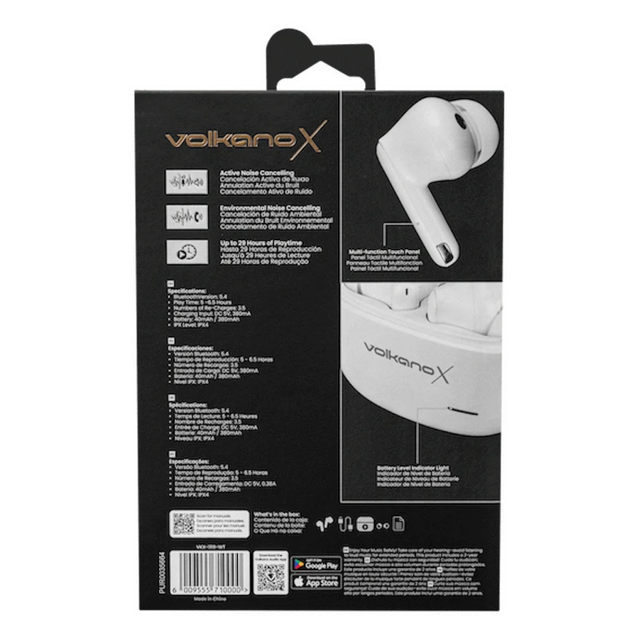 VolkanoX VXT200S Hybrid ANC TWS Earphones - White