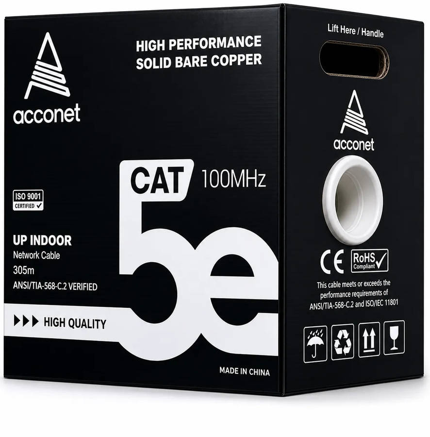 Acconet CAT5e Indoor Ethernet Cable 305m White CCA UTP Pull Box | CAT5-305