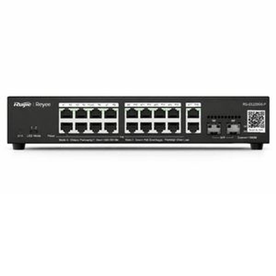 Reyee 16 Port 1GE PoE Switch with 2 x RJ45 1GE Uplinks and 2 x SFP 1GE Uplinks