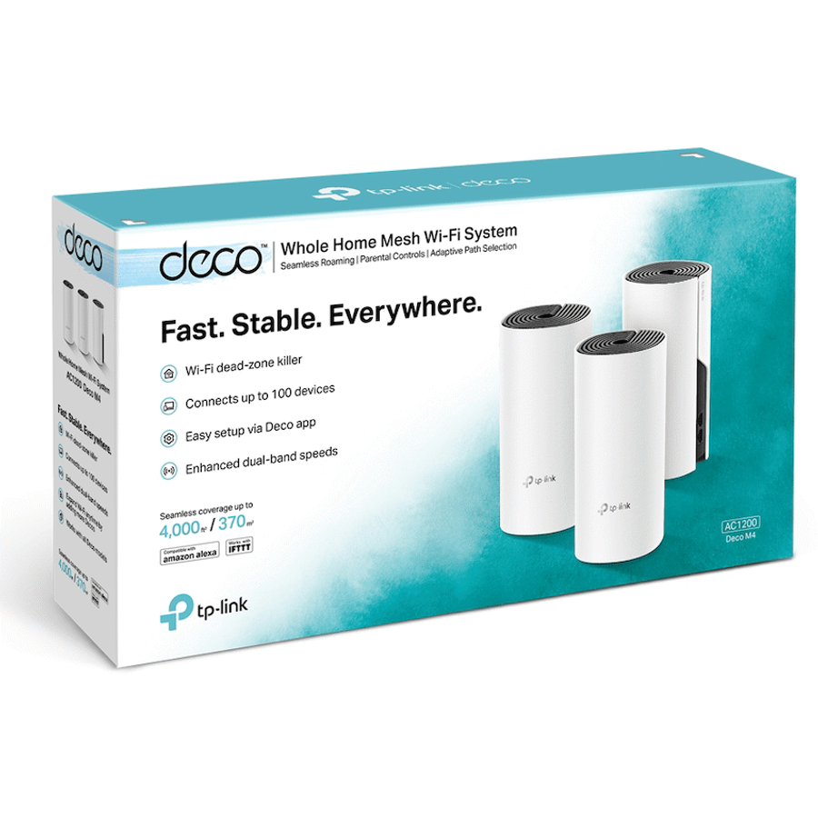 TP-Link Deco M4 (3-Pack) AC1200 Whole-Home Mesh Wi-Fi System