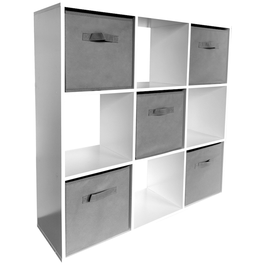 Everfurn Ninefold Bookshelf with 5 Storage Bins