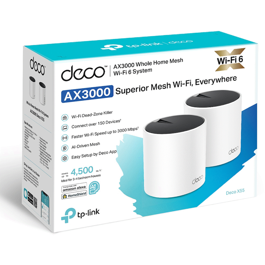 TP-Link Deco X55 (3-Pack) AX3000 Whole Home Mesh Wi-Fi 6 System