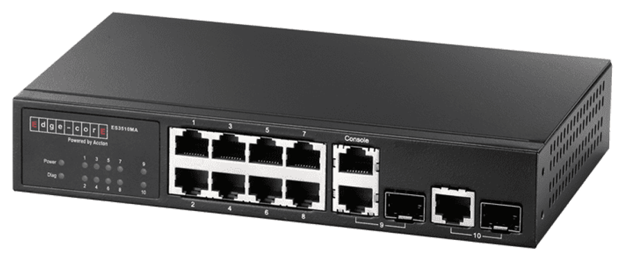 ES3510MA  Fast Ethernet  Layer  2/4 switch featuring  10 ports; 8 10/100