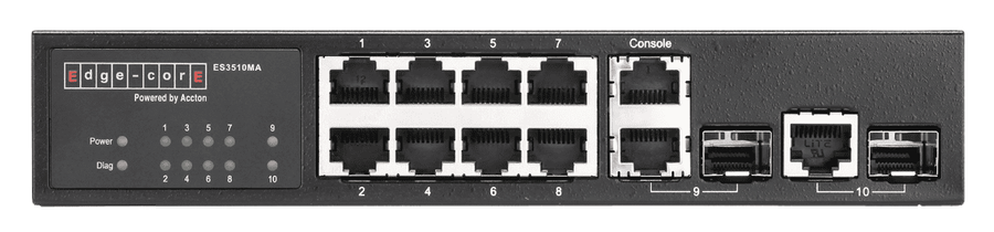 ES3510MA  Fast Ethernet  Layer  2/4 switch featuring  10 ports; 8 10/100