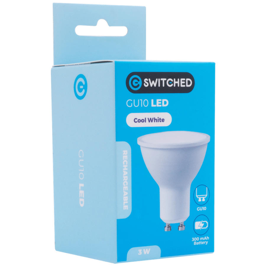 SWITCHED 3W GU10 Rechargeable LED Light Bulb - CW