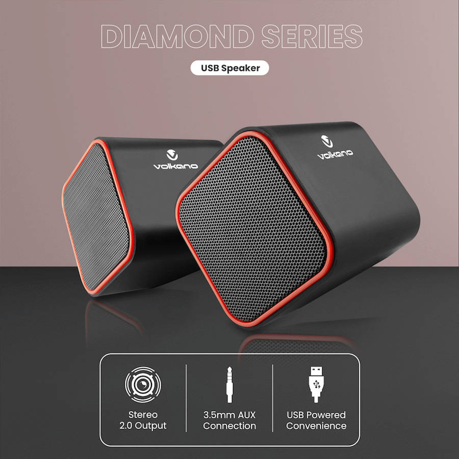 Volkano Diamond Series USB Speaker - Red