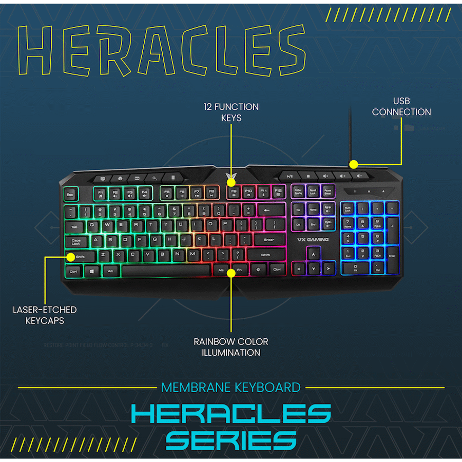 VX Gaming Heracles Series 4-in-1 Combo KB, Mouse, Mousepad, Headset