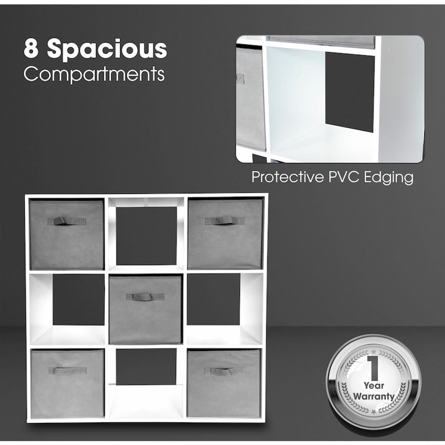 Everfurn Ninefold Bookshelf with 5 Storage Bins
