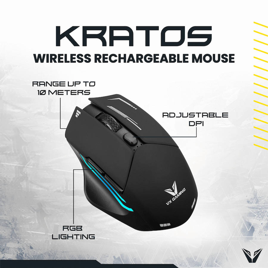VX Gaming Kratos Series Wireless Rechargeable RGB Gaming Mouse