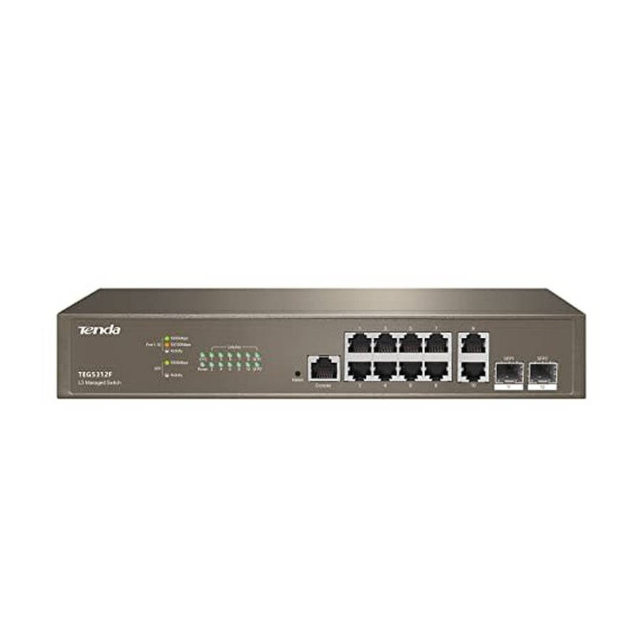 TENDA LAYER 3 MANAGED SWITCH, 10 PORT GIGABIT INCLUDING 2 1000Mbps BASE-X SFP PORTS